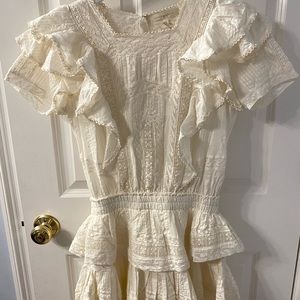 LoveShackFancy Stella Dress in Antique White, S